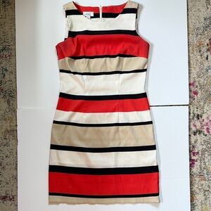 Striped Shesth Dress - Red, Black, Cream, White